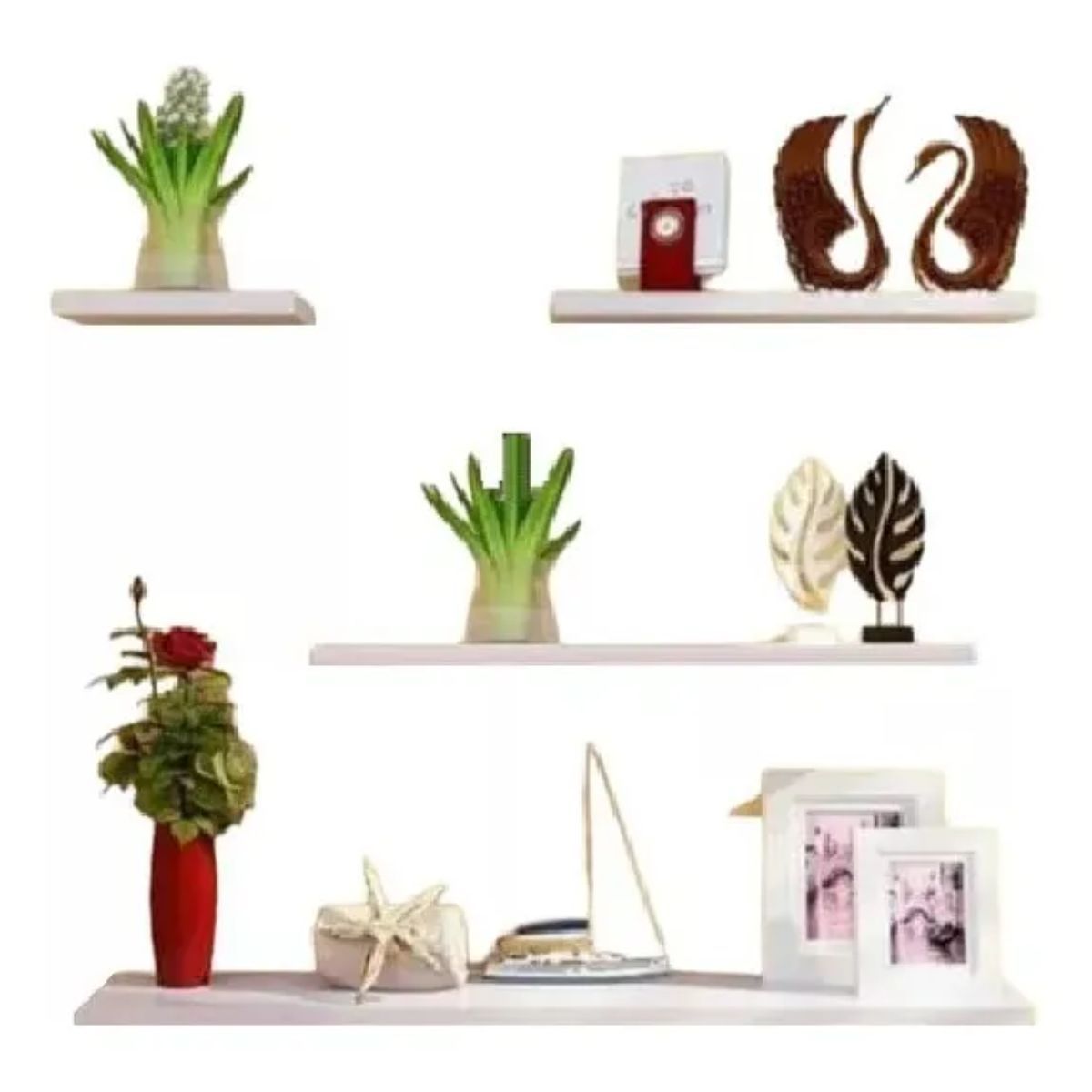 GENERICO - Set 4 Repisas Flotantes, Minimalista 10 Cm Fondo_.