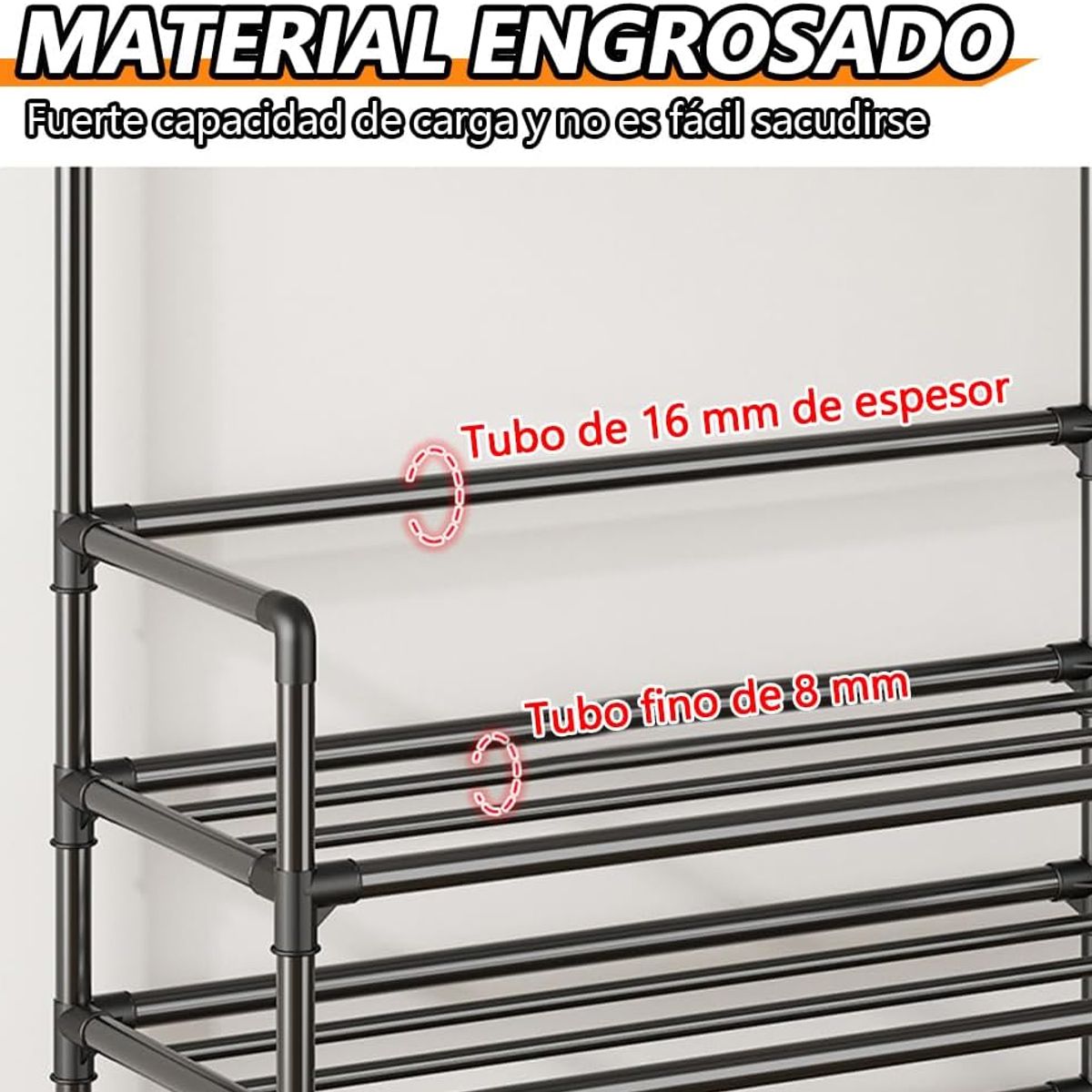 GENERICO - Zapatero mas Perchero Acero Metálico 5 Niveles