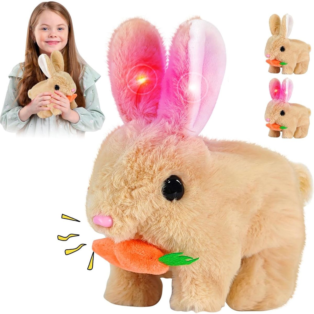 GENERICO - Robot Conejo Zanahoria Mascota Sonido Movimiento + Baterias