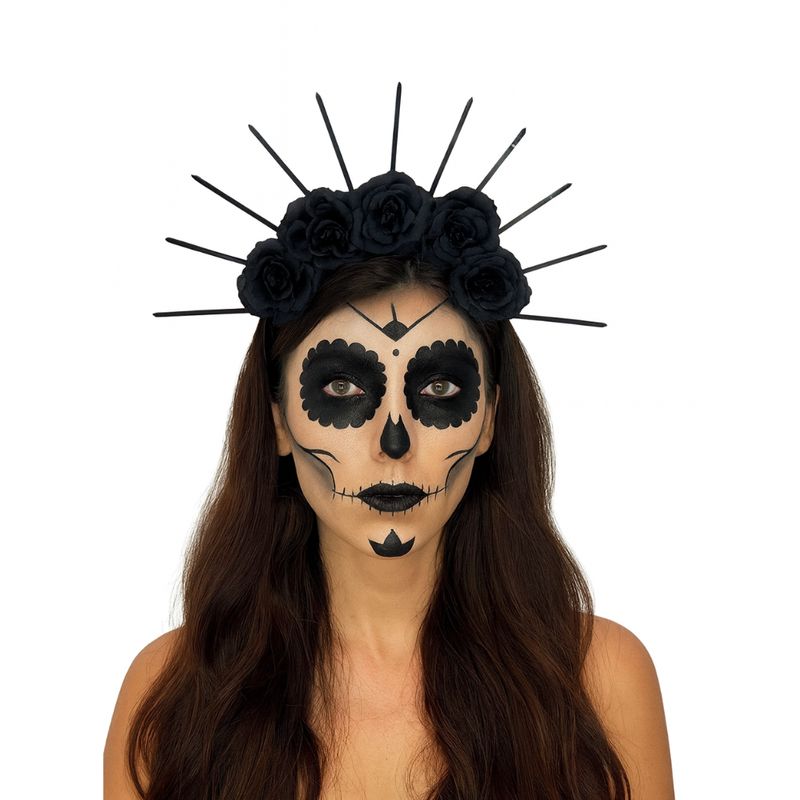 GENERICO - Diadema Balaca De Flores Estilo Catrina - Halloween