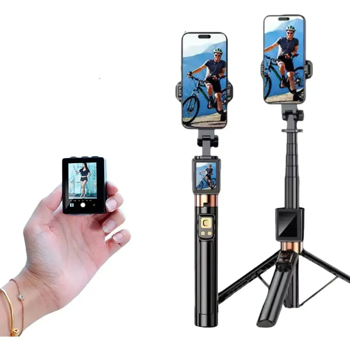 SHUNGA - Palo Selfie Trípode Con Pantalla Inalámbrica Wifi Y Control Bluetooth