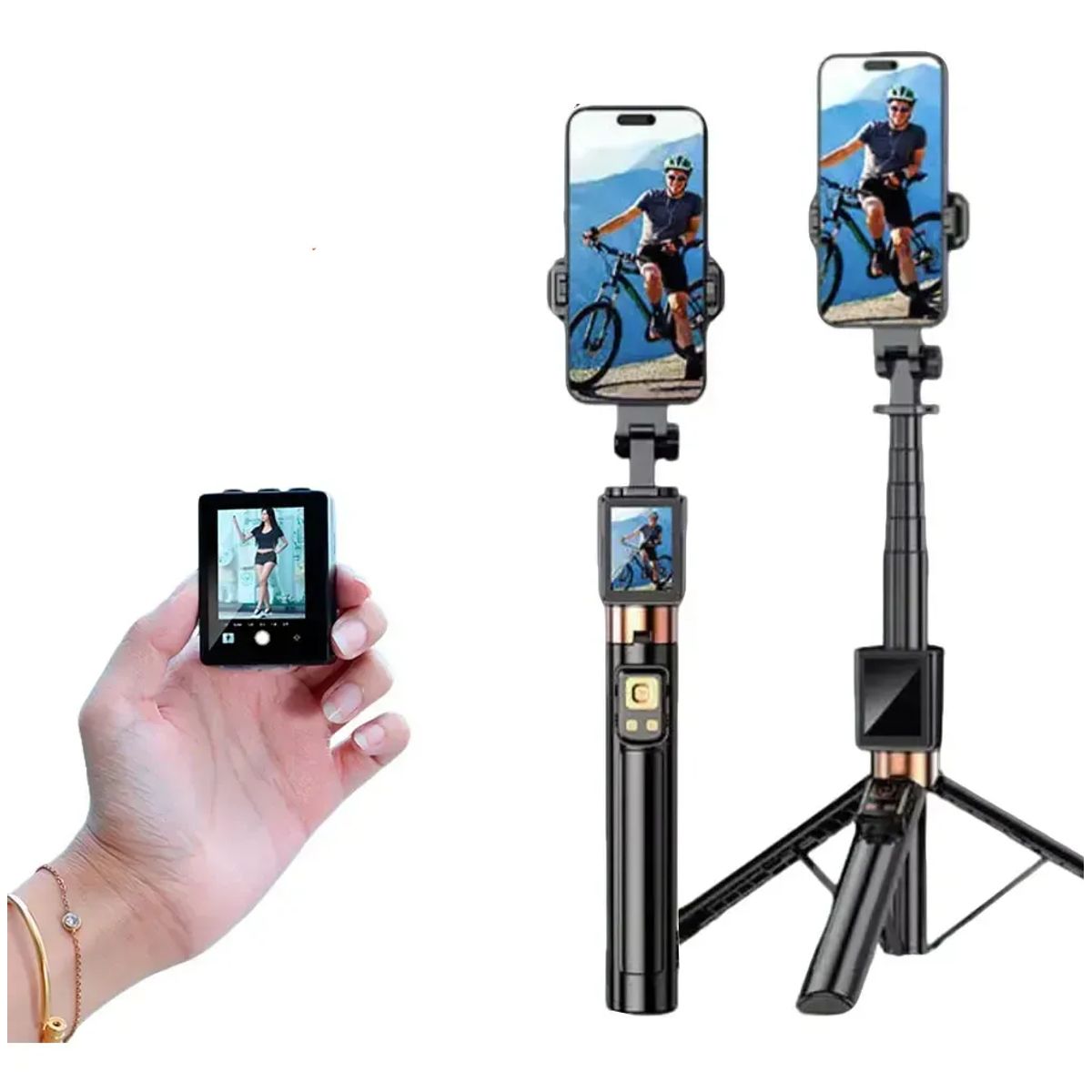 SHUNGA - Palo Selfie Trípode Con Pantalla Inalámbrica Wifi Y Control Bluetooth