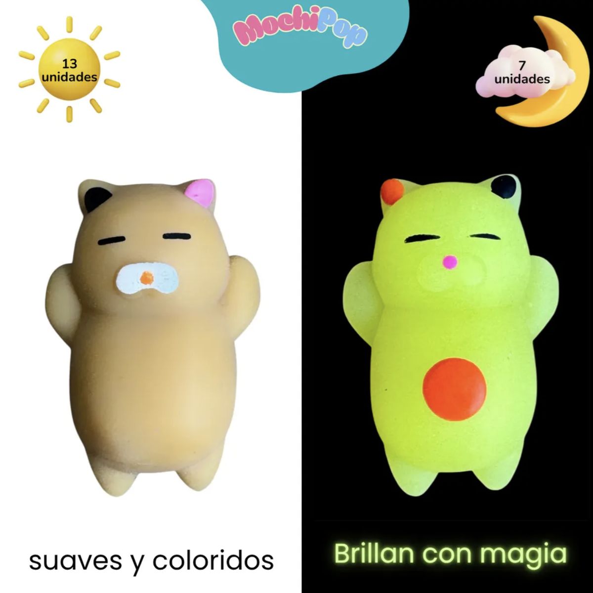 GENERICO - Set 30 Mochis Antiestrés Evanthi 20 Normales 10 Ilumimochis Bolsa de Koala