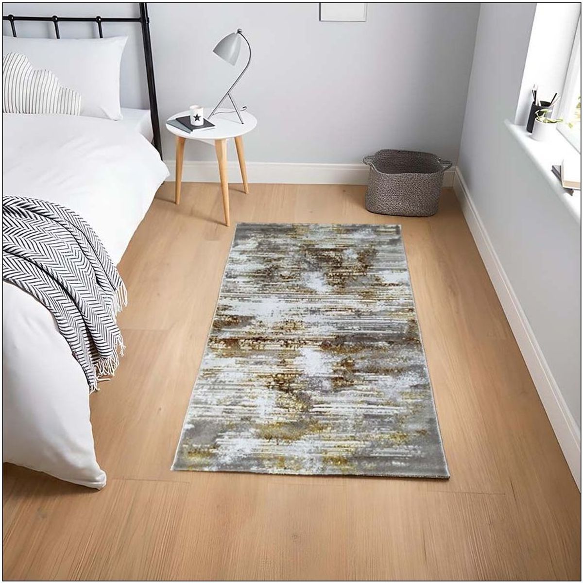 MITAPETE COM - Tapete Alfombra Camino Pie De Cama Turquia 80 X 150cms Beige Dorado