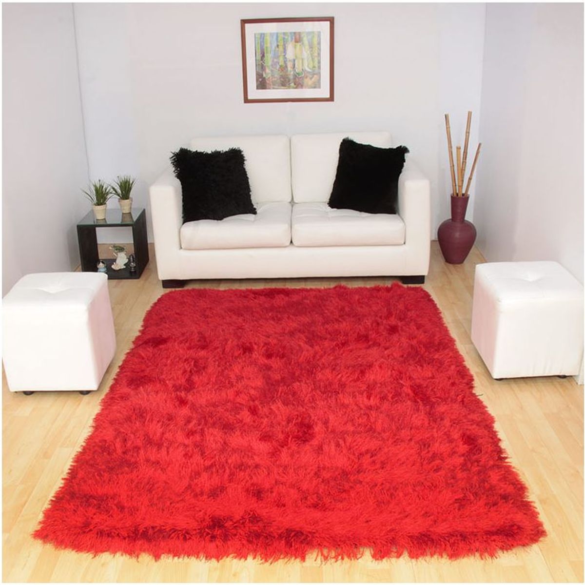 MITAPETE COM - Tapete Pie De Cama Camino Pelo Largo 80 X 150cms Rojo