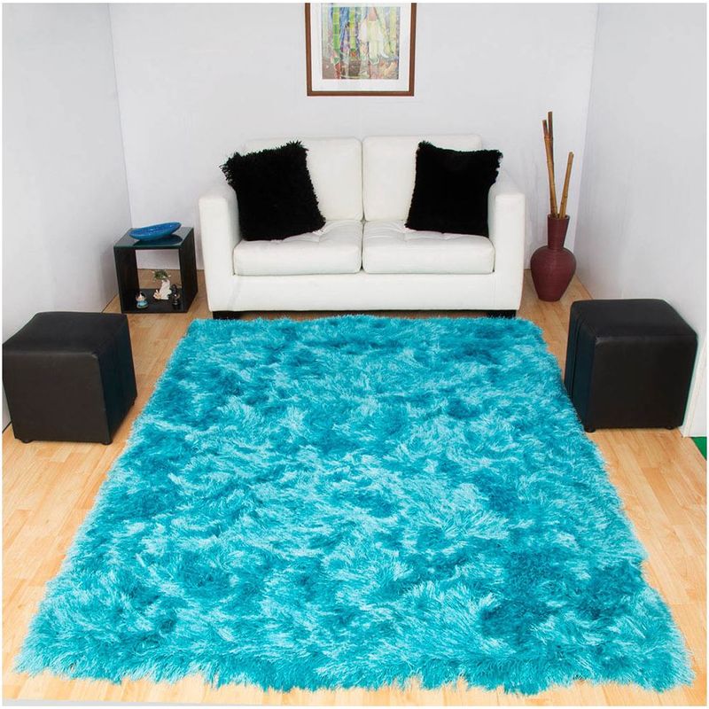 MITAPETE COM - Tapete Pie De Cama Camino Pelo Largo 80 X 150cms Turquesa