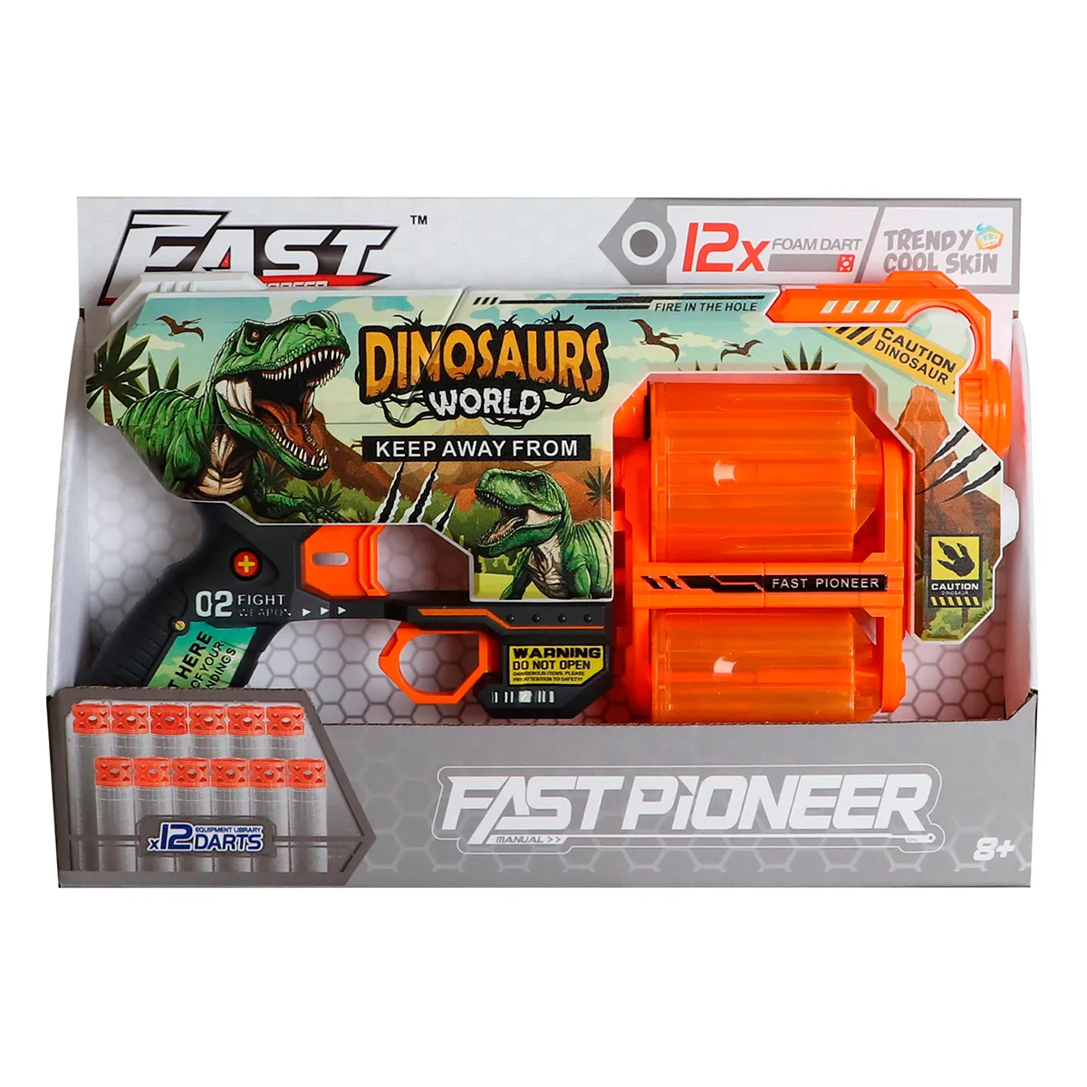 GENERICO - JUGUETE PISTOLA DE 12 DARDOS-DINOSAURS WORLD-RUEDA GIRATORIA