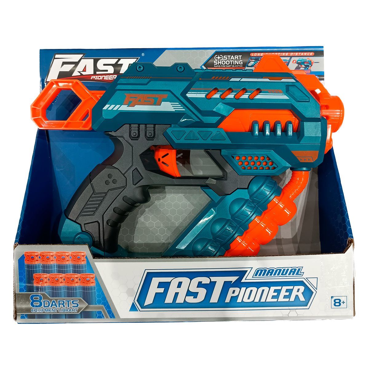 GENERICO - JUGUETE PISTOLA DE 8 DARDOS-AZUL