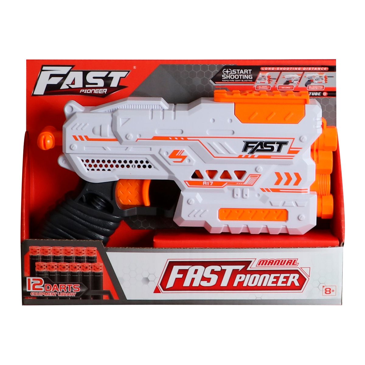GENERICO - JUGUETE PISTOLA DE 12 DARDOS-BLANCO