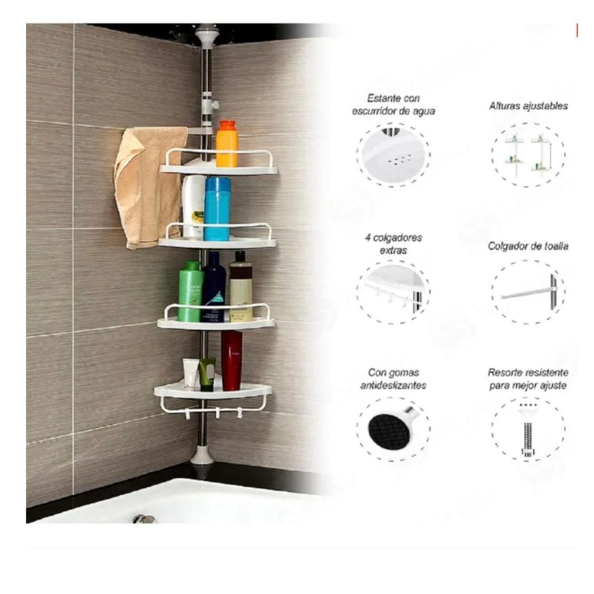 TV NOVEDADES - Organizador Esquinero Baño Ducha Ajuste mueble