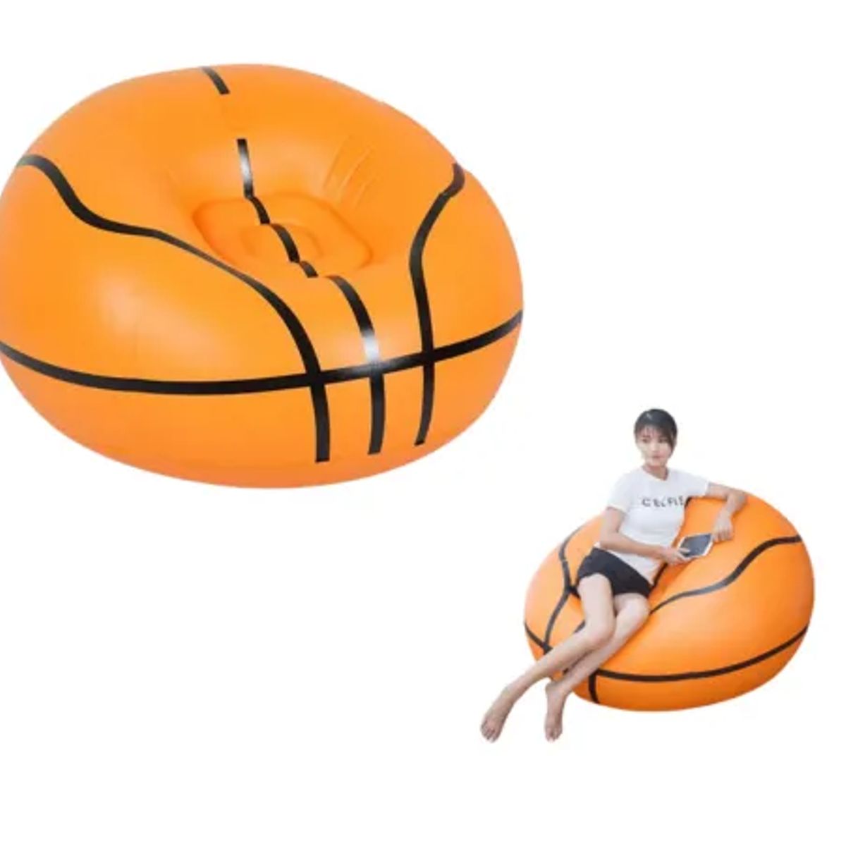 SHUNGA - Sillon Puff Inflable Individual Interior Exterior Basquetbol