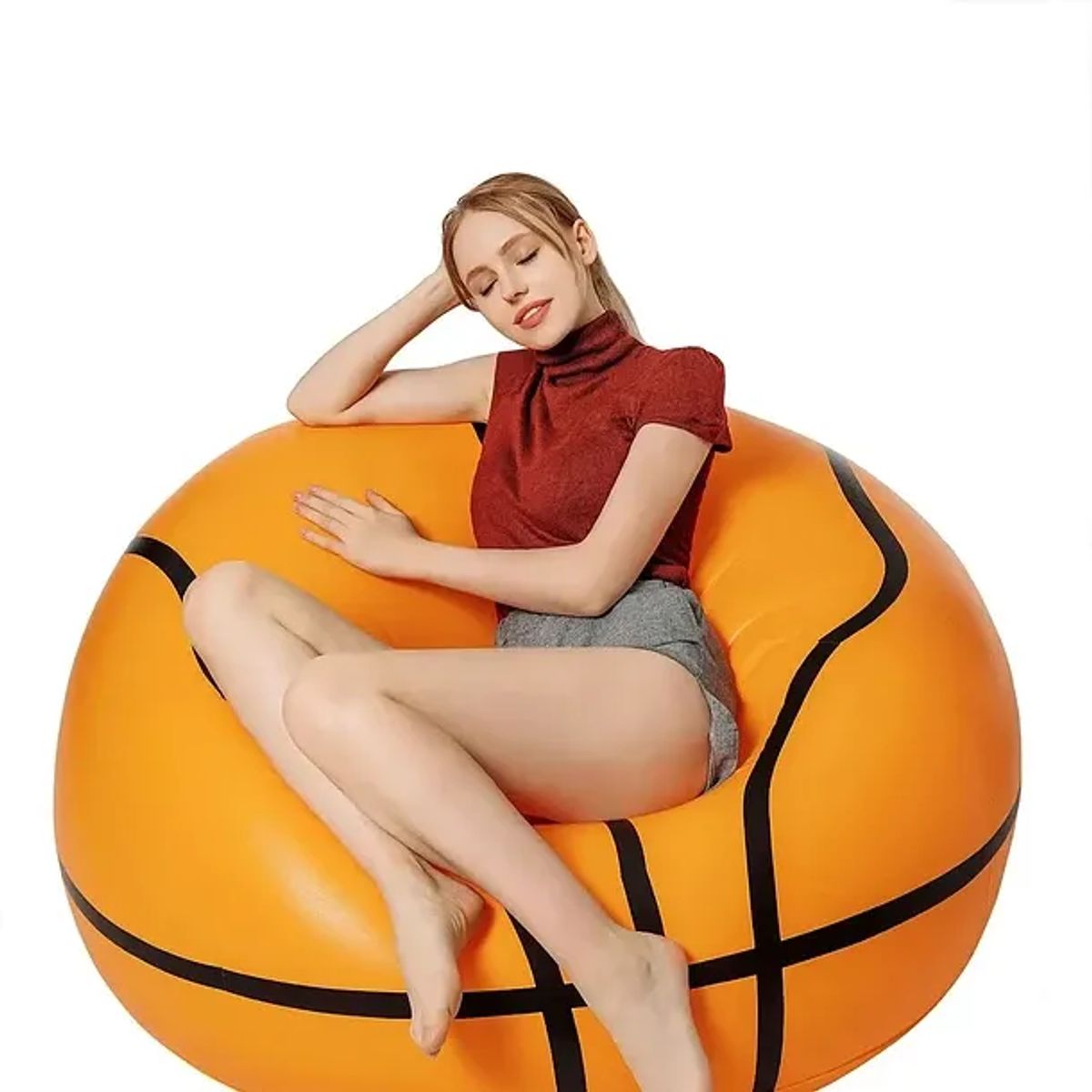 SHUNGA - Sillon Puff Inflable Individual Interior Exterior Basquetbol