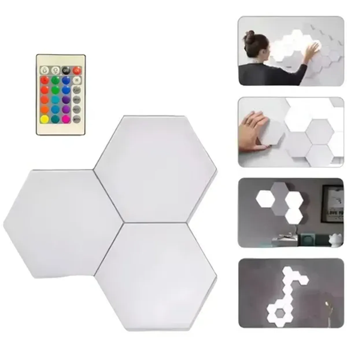 SHUNGA - Kit de Lámparas LED Modulares con Control Remoto – 3 Piezas