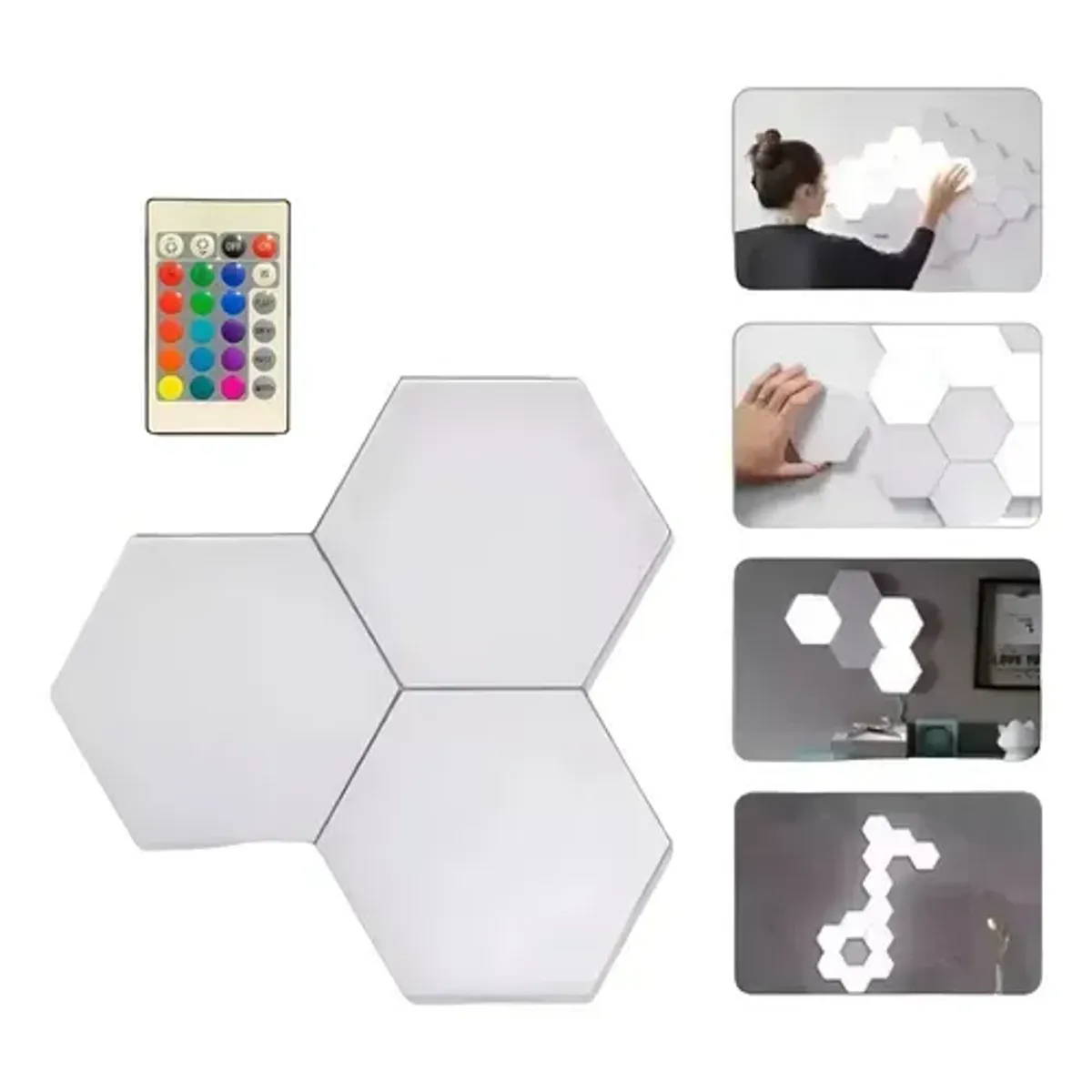 SHUNGA - Kit de Lámparas LED Modulares con Control Remoto – 3 Piezas