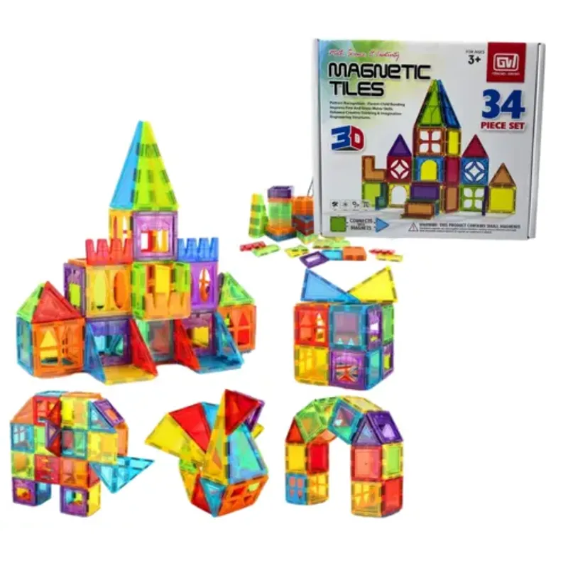 SHUNGA - Juego Magnético 3d De 34 Piezas – Bloques De Construcción Didácticos