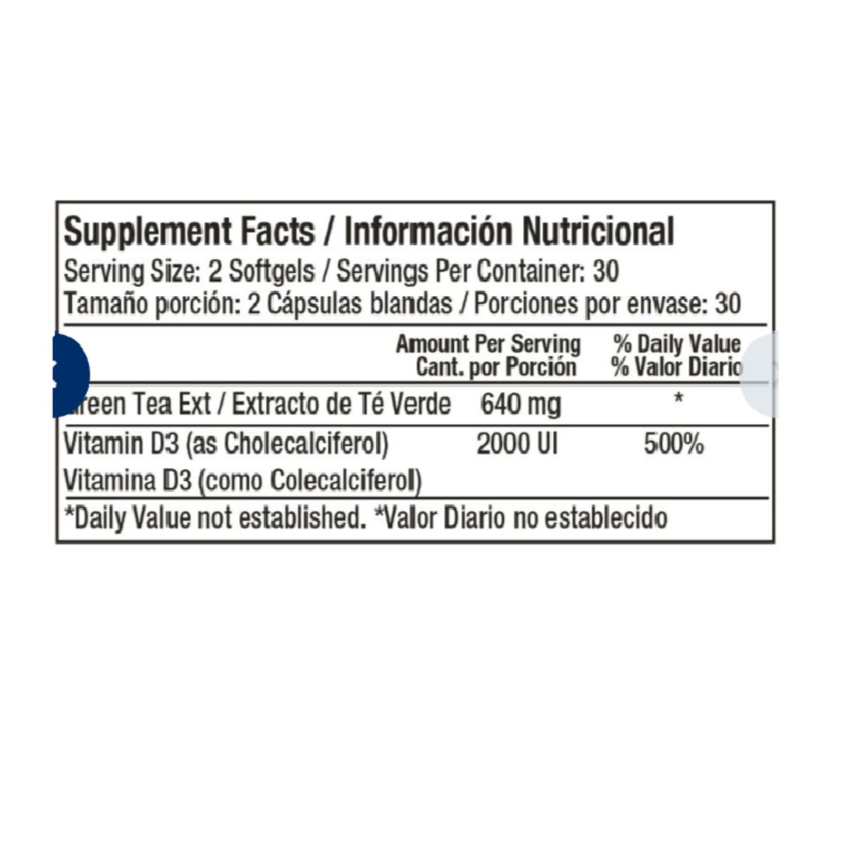 HEALTHY AMERICA - SUPLEMENTO CON EXTRACTO DE TE VERDE + VITAMINAS X 60U GREENY