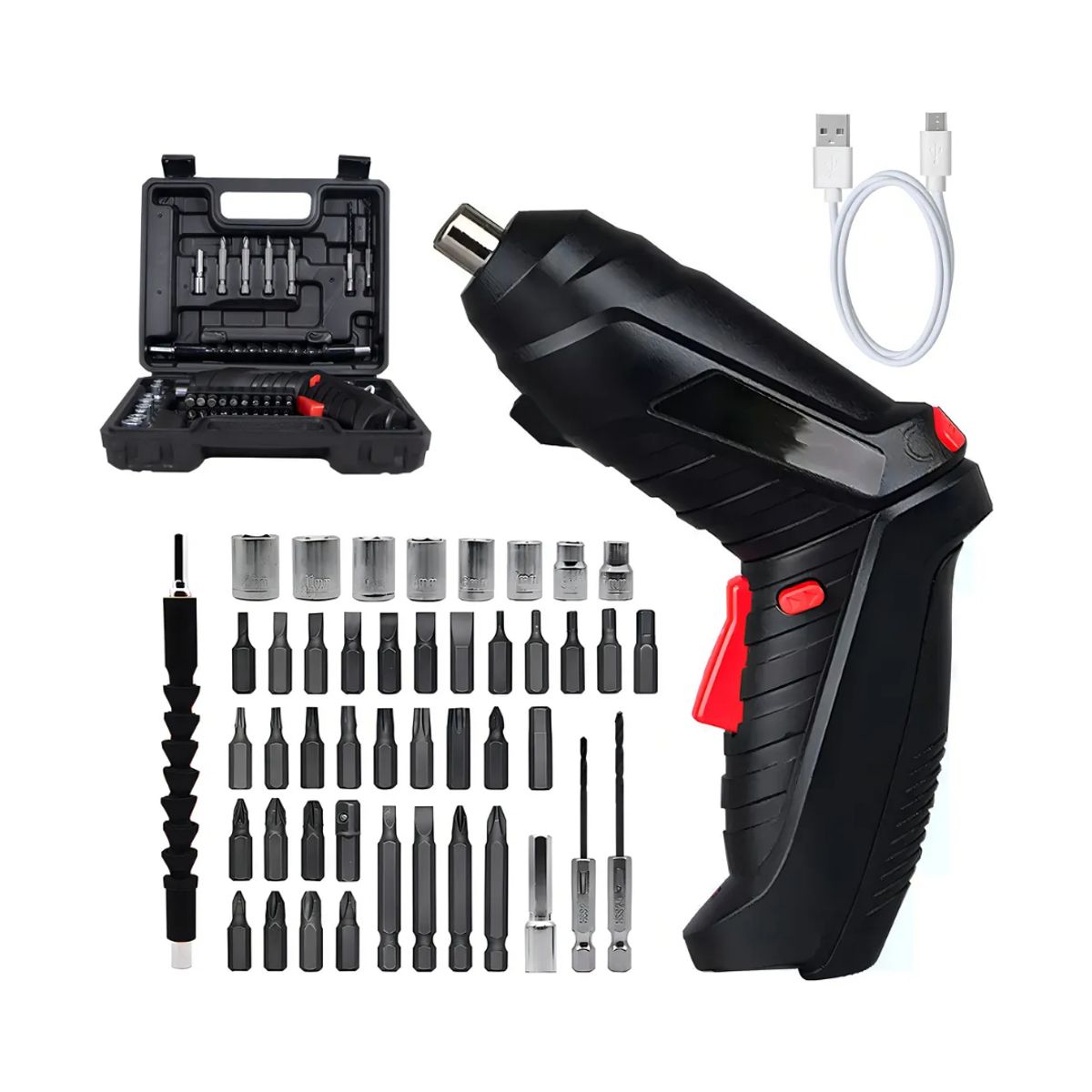 GENERICO - 48 Piezas Kit Destornillador Eléctrico Recargable Inalámbrico