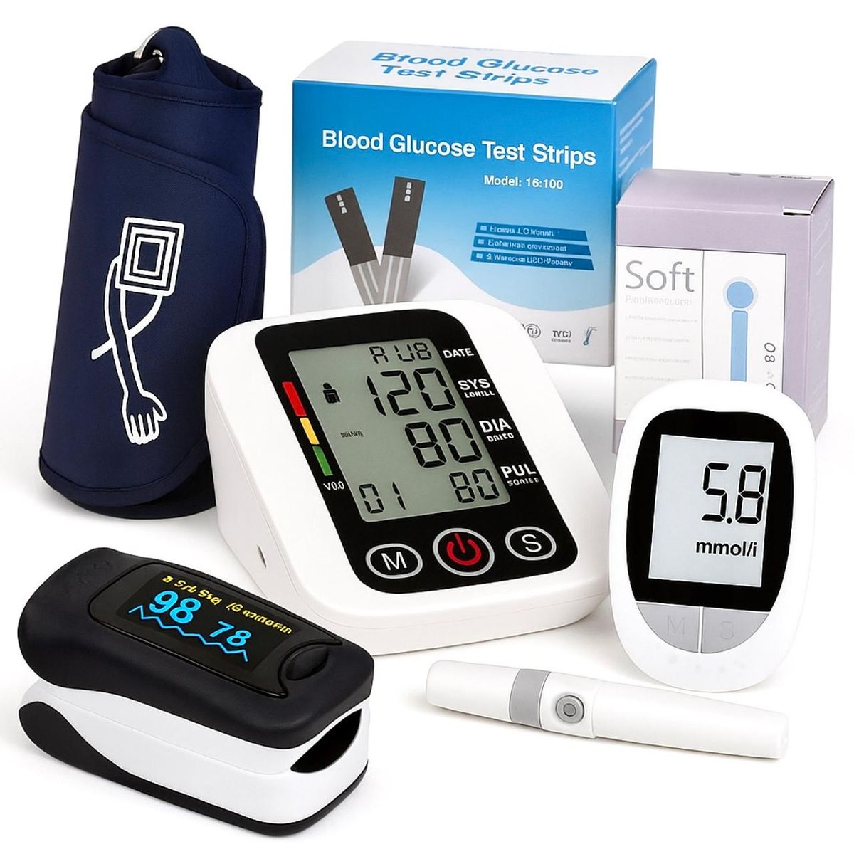MEDIC MAX - Kit Medico Tensiometro Digital Oximetro Glucometro - Combo MONITOREO
