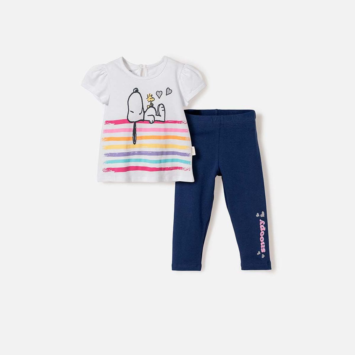 SNOOPY - Conjunto de Snoopy manga corta multicolor para bebé niña