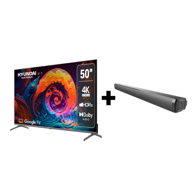 HYUNDAI - Combo Televisor 50 Pulgadas G+ Barra De Sonido Bluetooth/fm