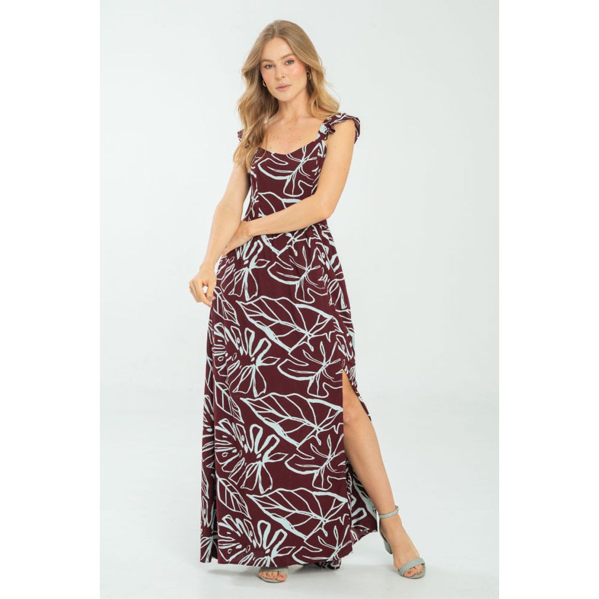 RAGGED - Vestido largo khamvar Rojo vino Ragged