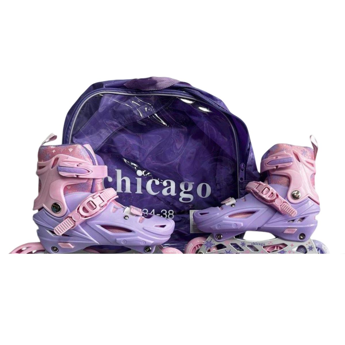 DISTRIONLINE - Patines Chicago Morados Con Luces Y Freno