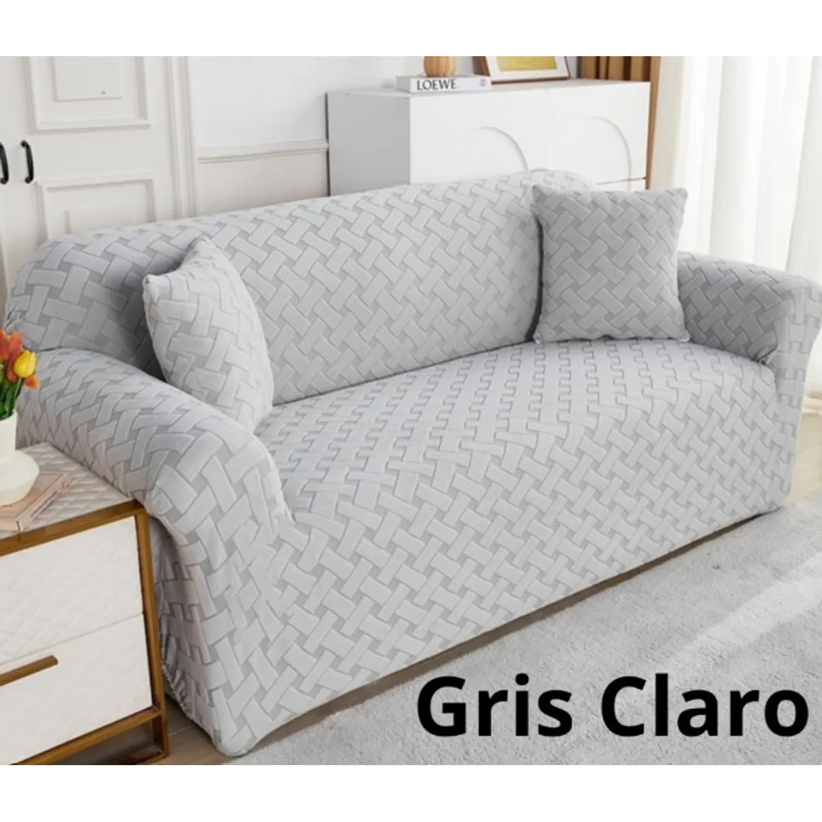 CHINA GLAZE - Protector Para Sofa 3 Puestos Gris Claro