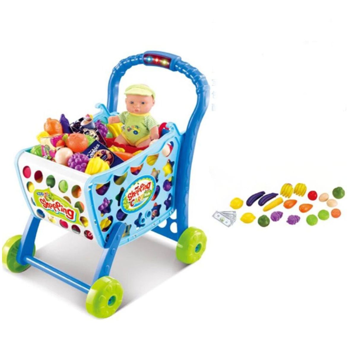 GENERICO - Carrito De Compras Infantil 3 En 1 Con Frutas Y Accesorios