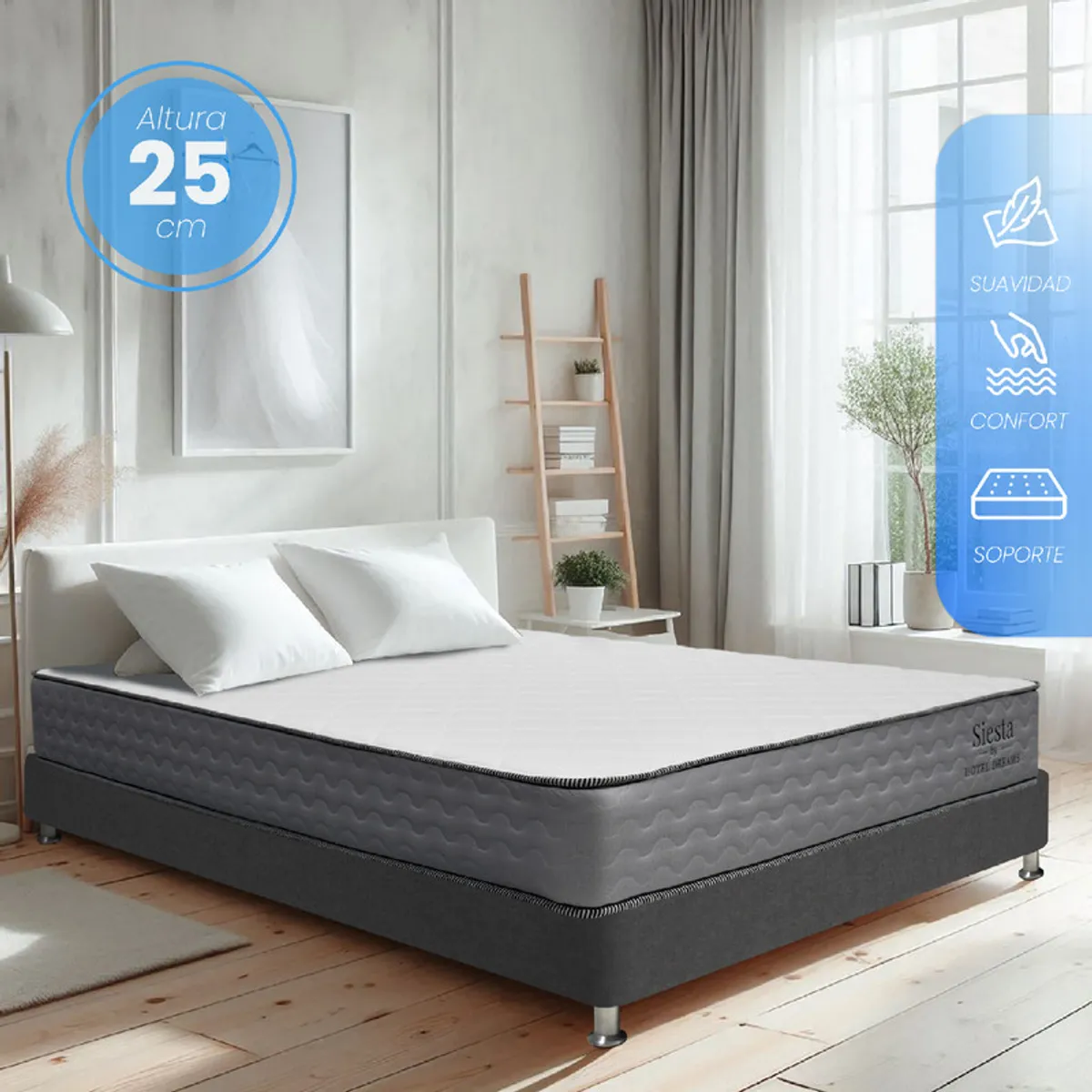 HOTEL DREAMS - Colchón Siesta Sencillo 100x190cm  Resortado Ortopédico Firmeza Media