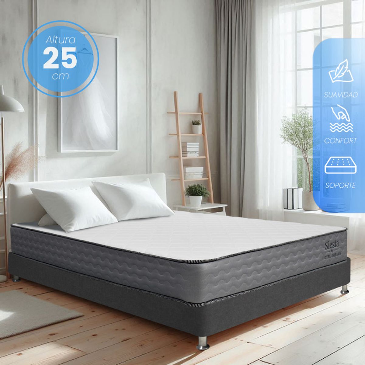 HOTEL DREAMS - Colchón Siesta Doble 140x190cm  Resortado Ortopédico Firmeza Media