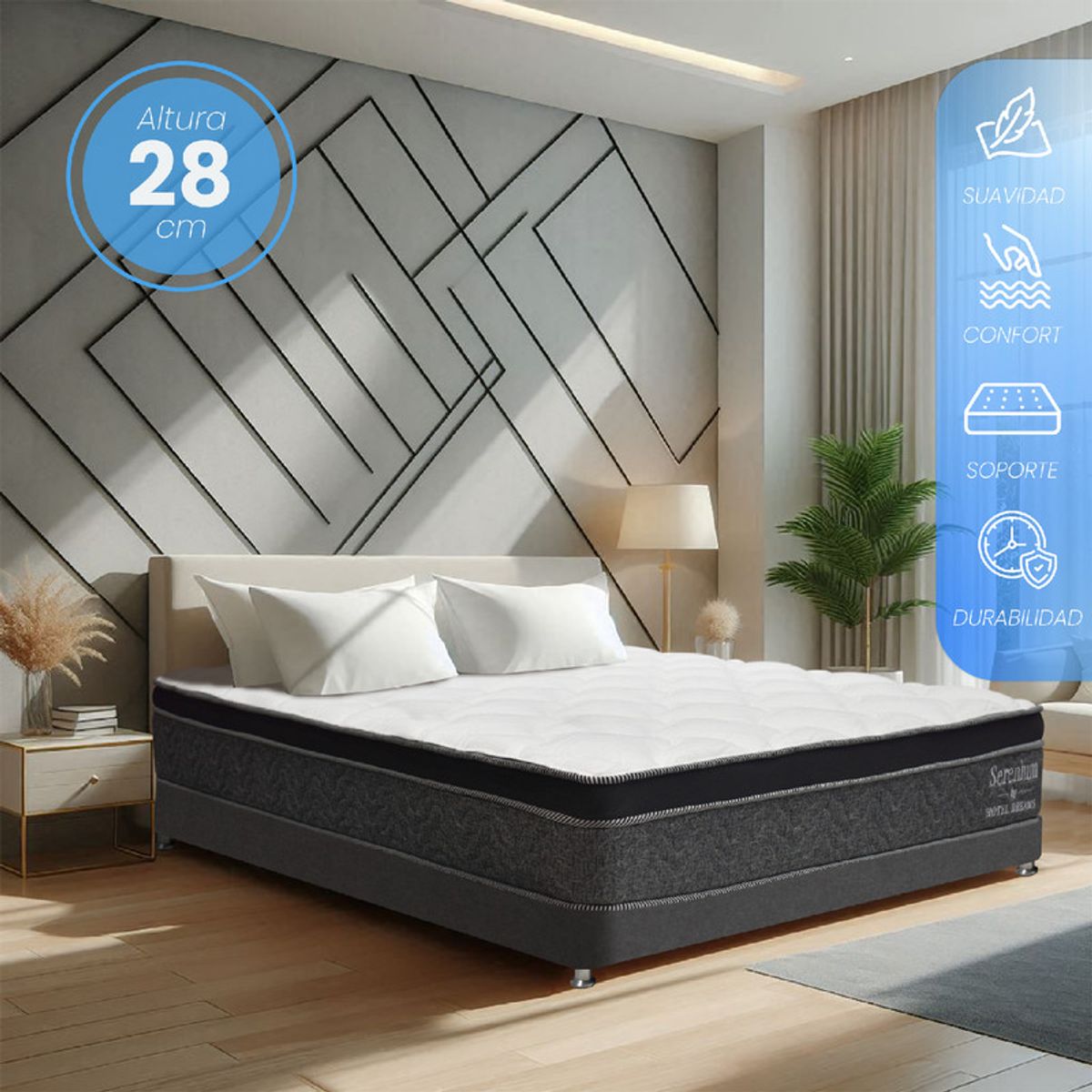 HOTEL DREAMS - Colchón Serenium Sencillo 100190 Pillow Euro Ortopédico Firmeza media