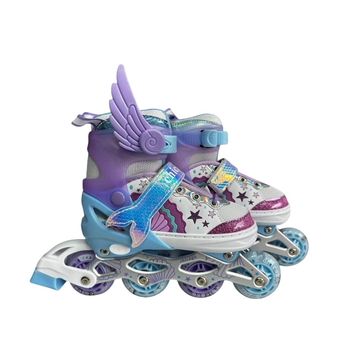 DISTRIONLINE - Patines En Línea Con Alas Y Luces Casco Y Protectores