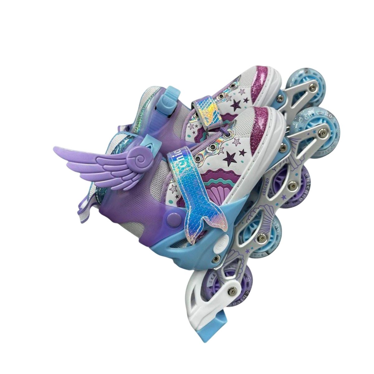 DISTRIONLINE - Patines En Línea Con Alas Y Luces Casco Y Protectores