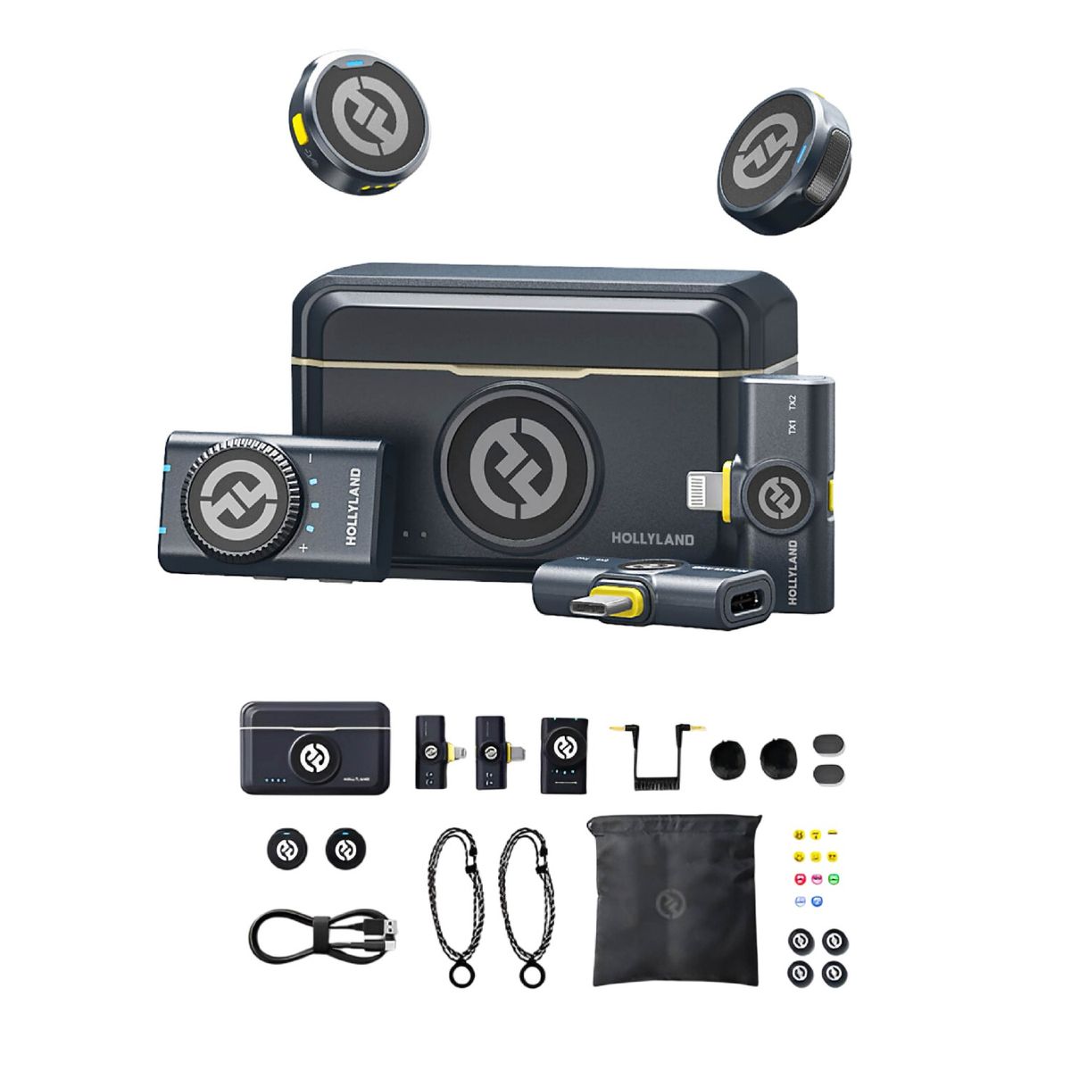 HOLLYLAND - Hollyland LARK M2 DUO Combo Micrófono Inalámbrico 2TX + 1RX