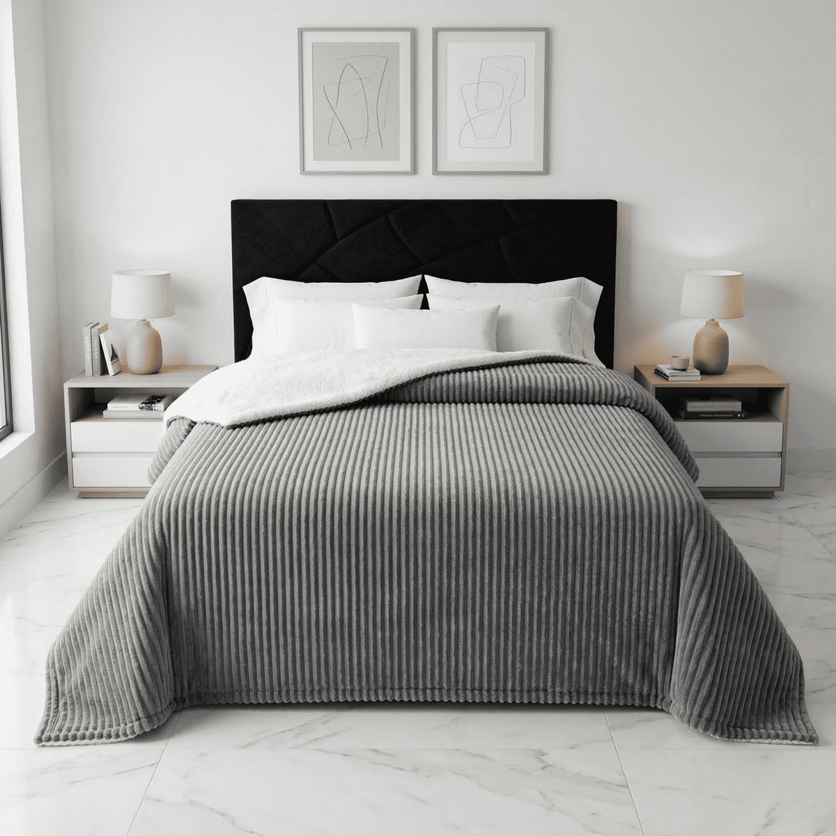 HARMONY HOME - Cobija Terminca Ovejera Acanalada 190x230 Gris Oscuro