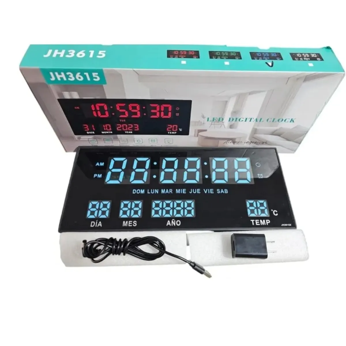 GENERICO - Reloj de pared reloj Digital Azul 36cm led