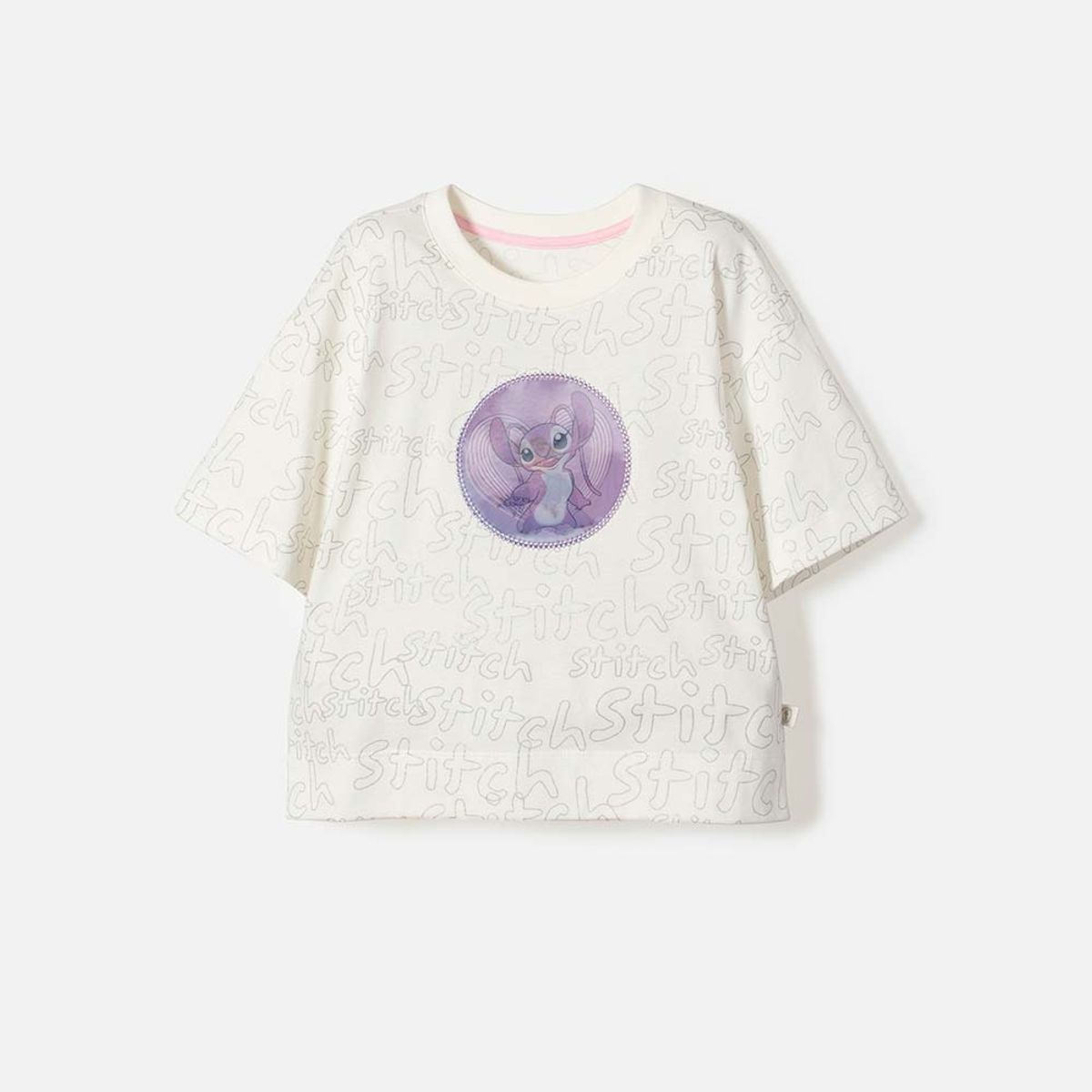 DISNEY - Camiseta de Stitch manga corta marfil para niña