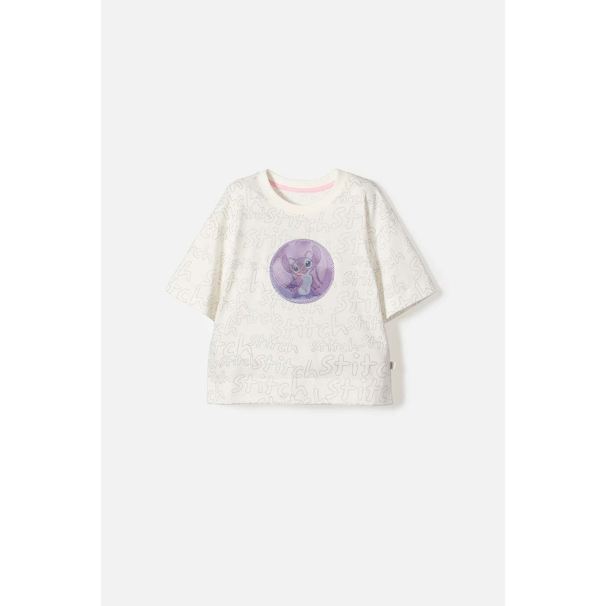 DISNEY - Camiseta de Stitch manga corta marfil para niña