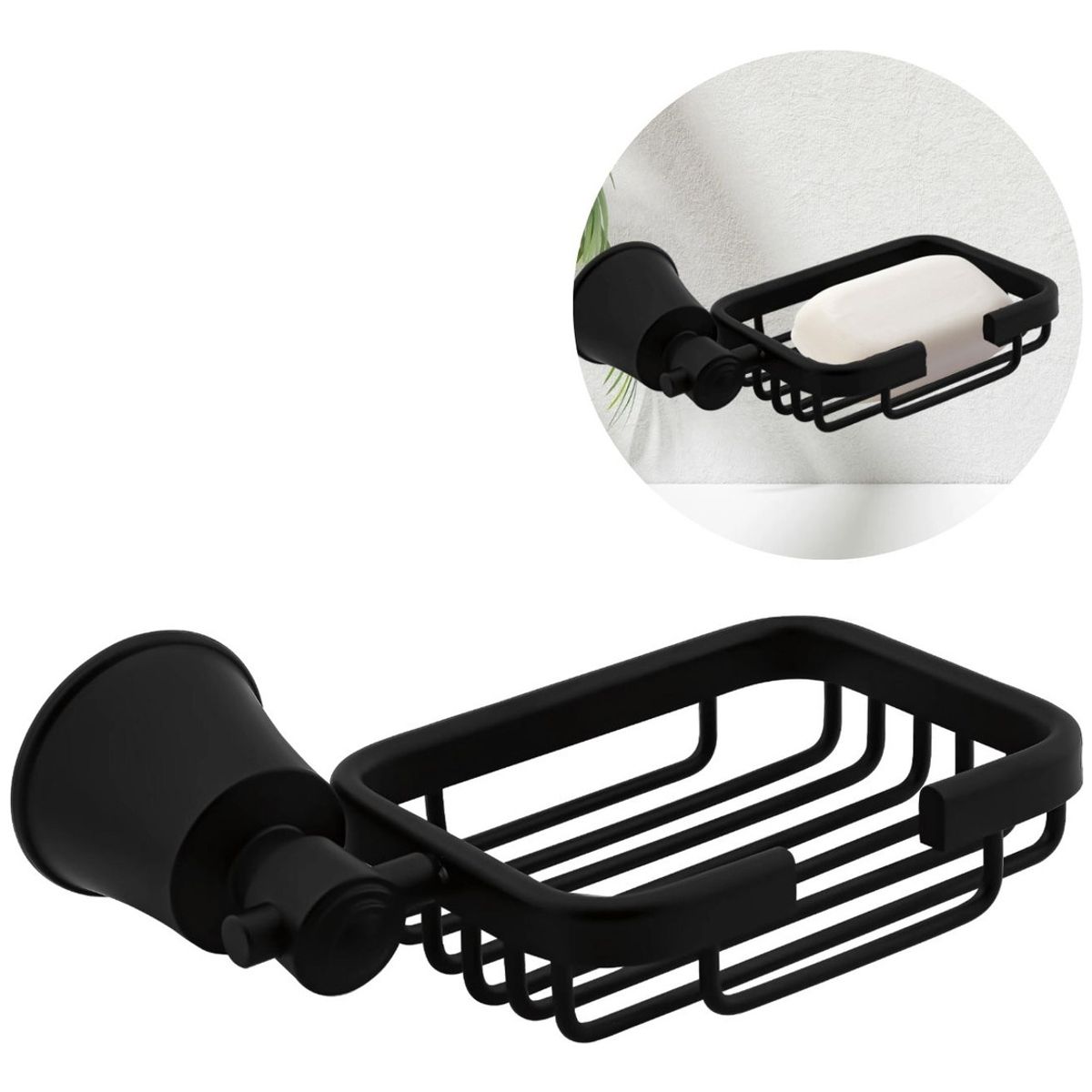 PAMO - Jabonera Canastilla Negra En Aluminio Modelo L Turmalina -