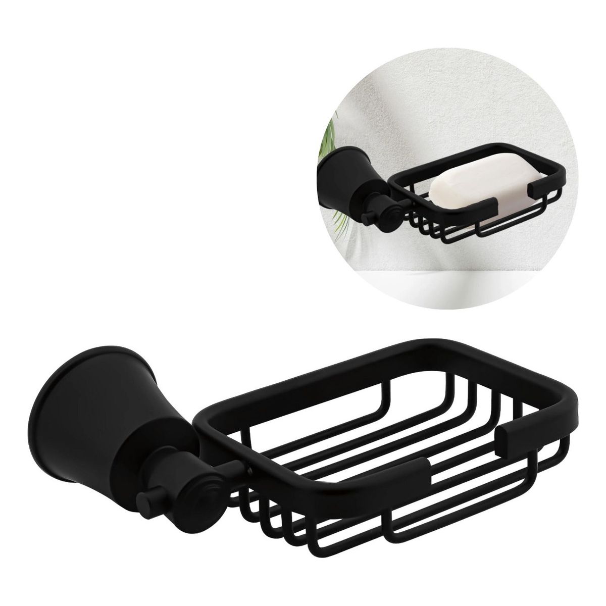 PAMO - Jabonera Canastilla Negra En Aluminio Modelo L Turmalina -