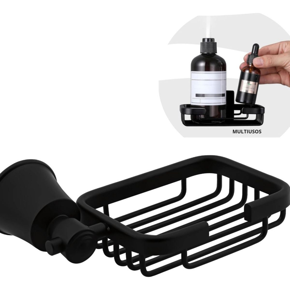 PAMO - Jabonera Canastilla Negra En Aluminio Modelo L Turmalina -