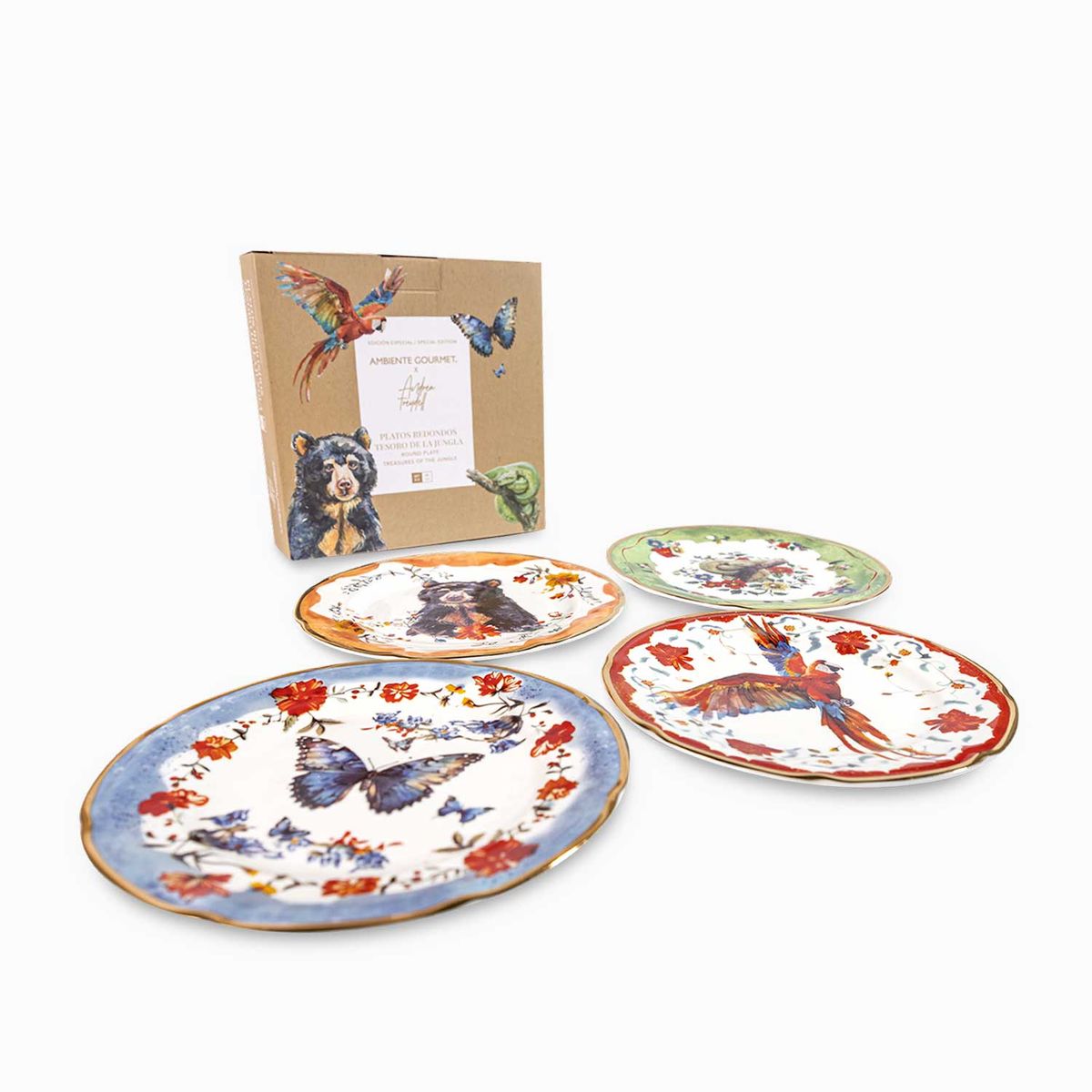 AMBIENTE GOURMET - Plato Tesoro jungla redondo 20cm setx4