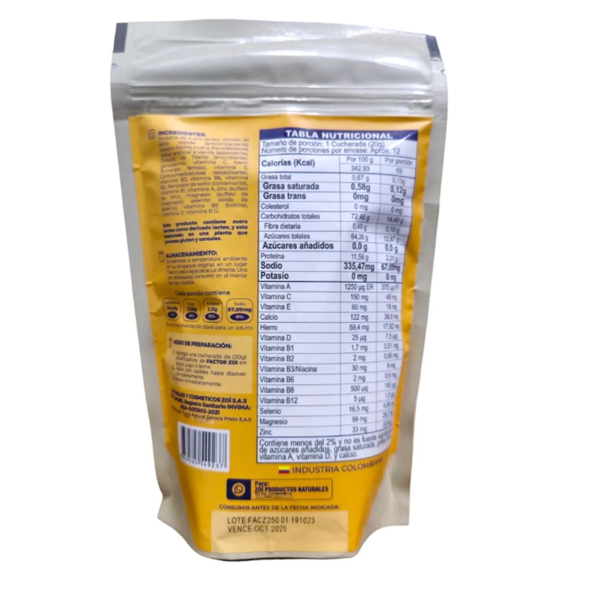 NATURAL FRESHLY - ALIMENTO EN POLVO CON CALOSTRO BOVINO X 500GFACTOR DE TRANSFERENCIA