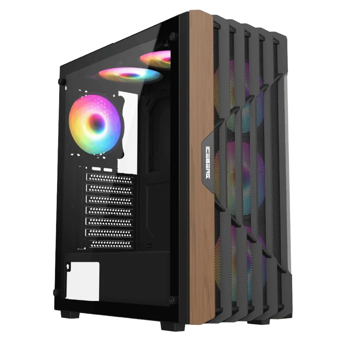 ICEBERG - Chasis Gamer Iceberg Wood Core Ventiladores ARGB ATX