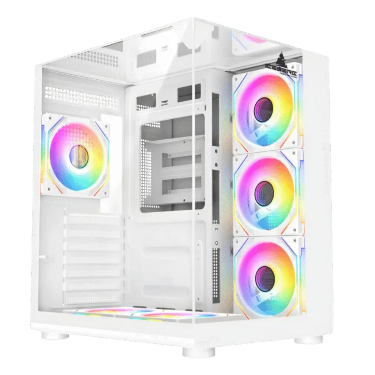 ICEBERG - Chasis Gamer Iceberg Crystal Cube S Blanco+ 6 Fans