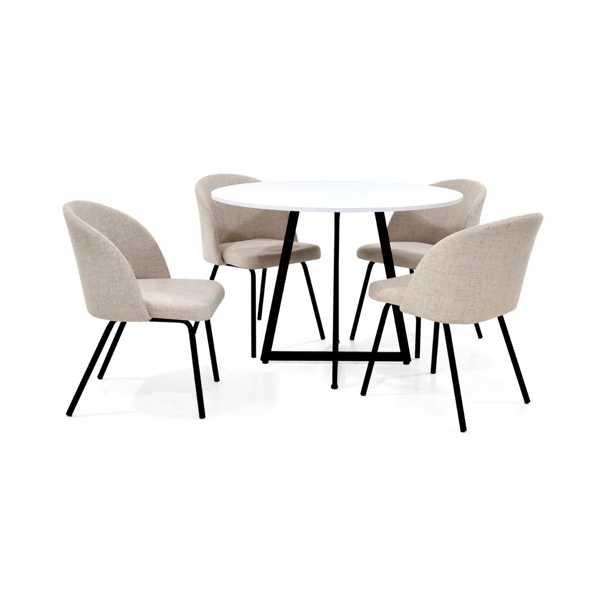 VENECIA - Set de Comedor Malawi con 4 Sillas Osaka Tapizadas en Color Trigo