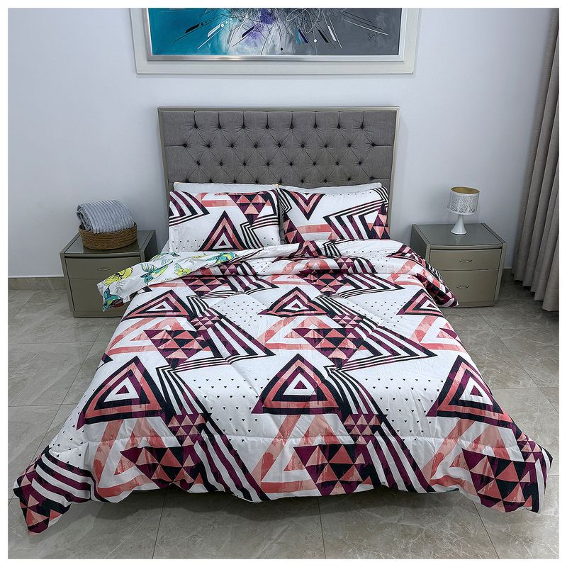 HOGARETO - Edredón Doble Faz Pirámide Cama Doble 140x190cm-Hogareto