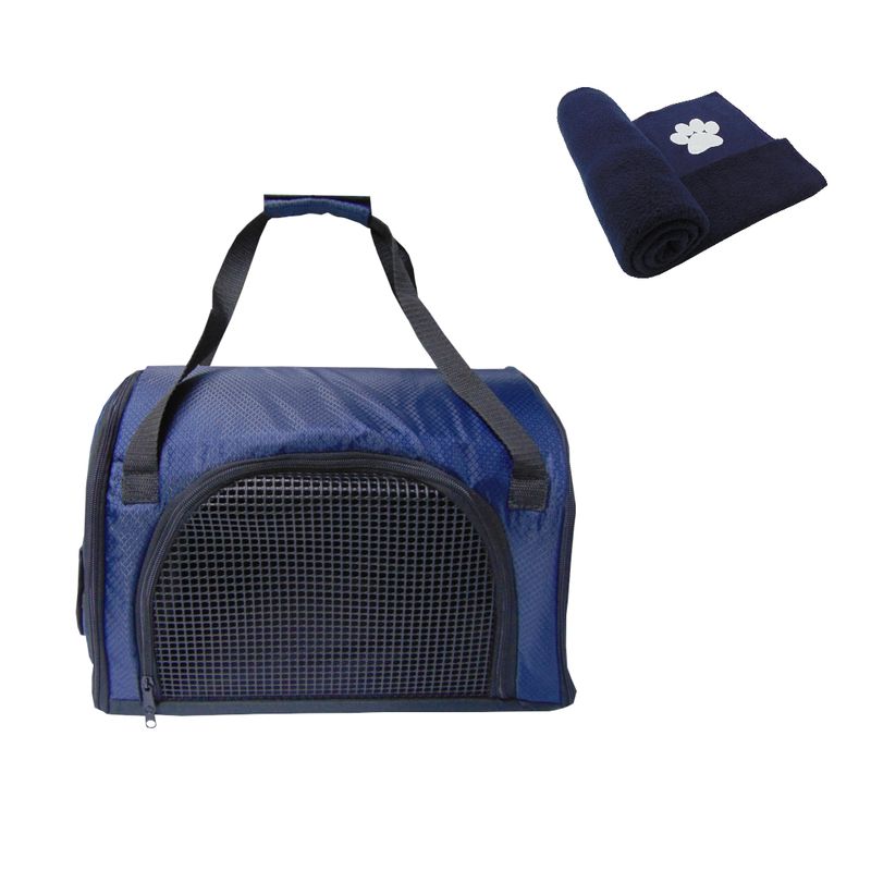 HALLY PET - Morral Cargador Cabina  + Cobija Med Azul Oscuro
