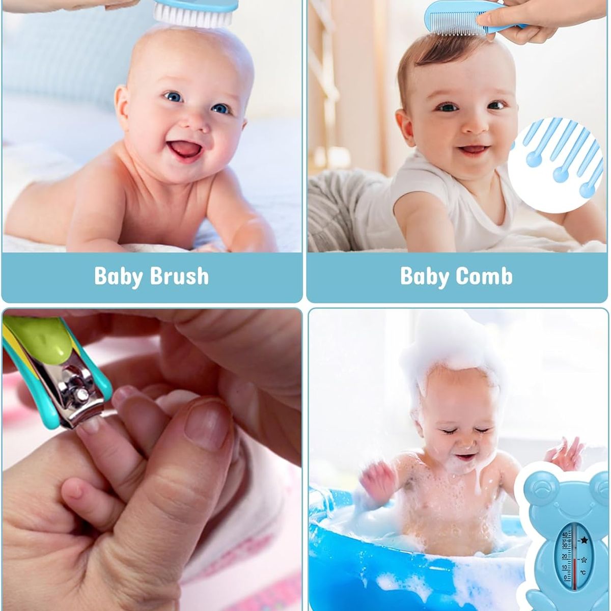 MILOPTS - Kit de Aseo para Bebes Recién Nacidos Estuche AZUL