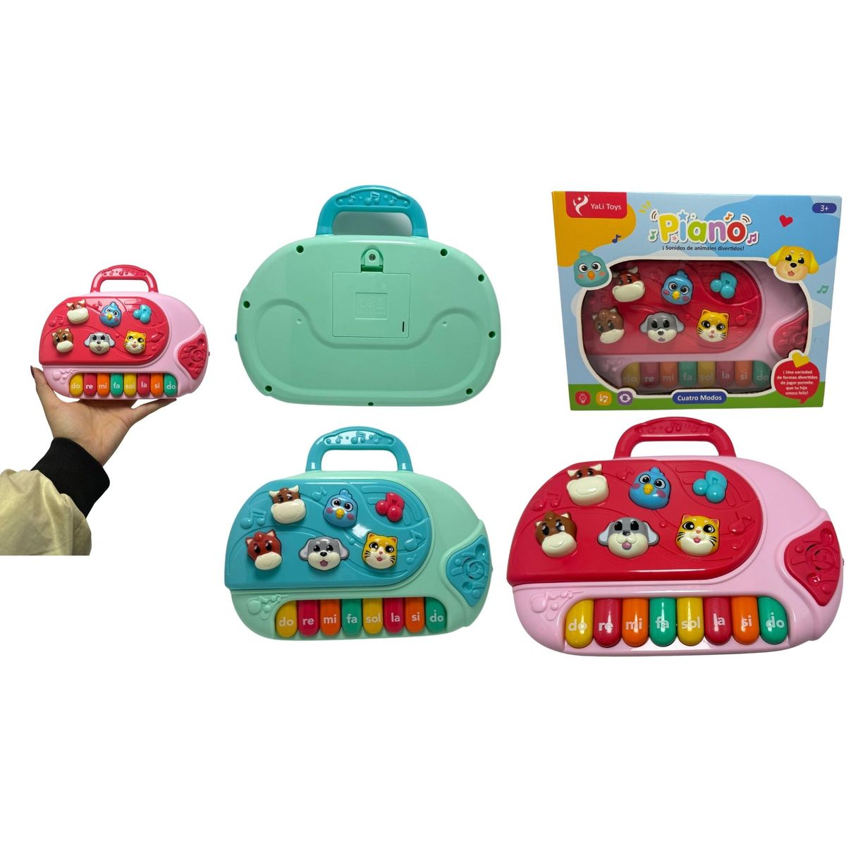 MAZUGI - Piano Organeta Musical Juguete Bebes Animal Niños Luz Azul y rosado